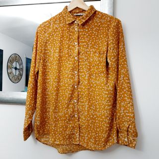 Camisa Lefties T.M Amarilla Mostaza Flores