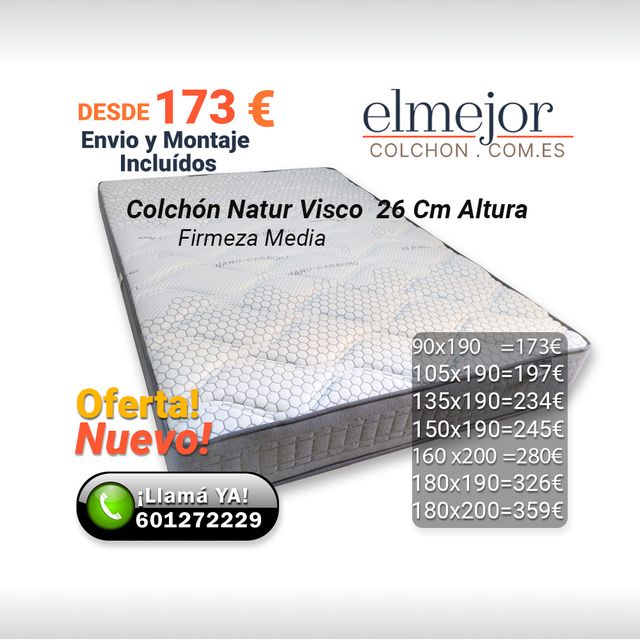 Colchón Natur Visco 26 Cm Nuevo Oferta Con Envío
