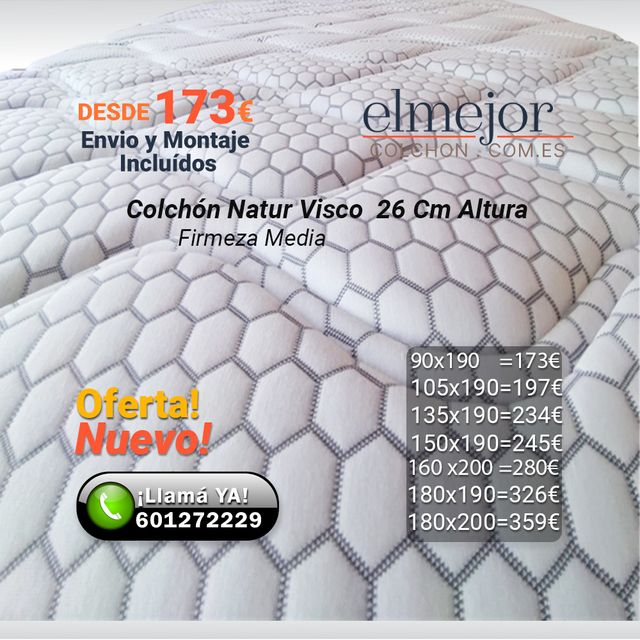Colchón Natur Visco 26 Cm Nuevo Oferta Con Envío