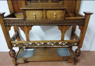 Antiguo perchero roble restaurado