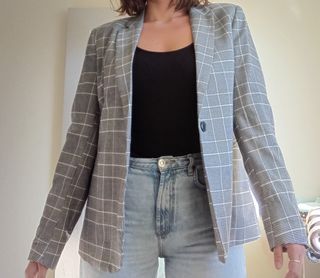 Blazer gris a cuadros talla Xl nueva Stradivarius