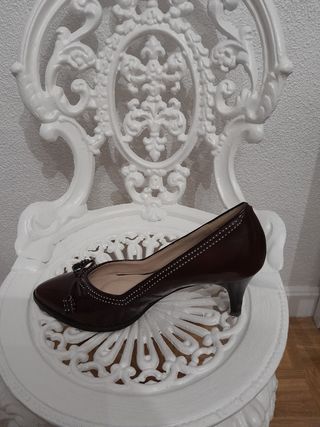 Zapatos de tacon de piel
