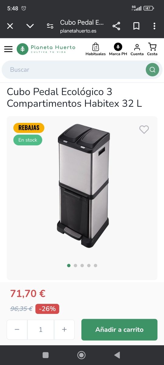 Cubo reciclaje ecológico