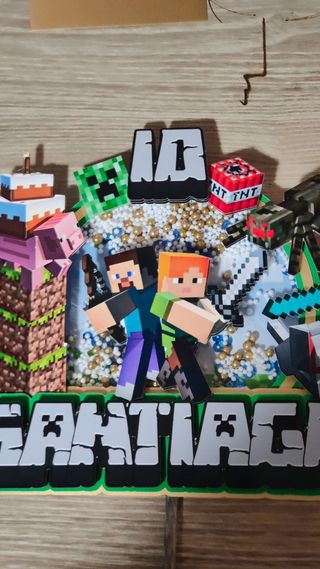 Cake topper Minecraft tarta personalizad