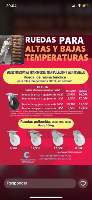 Ruedas horno fenolicas anticaloricas