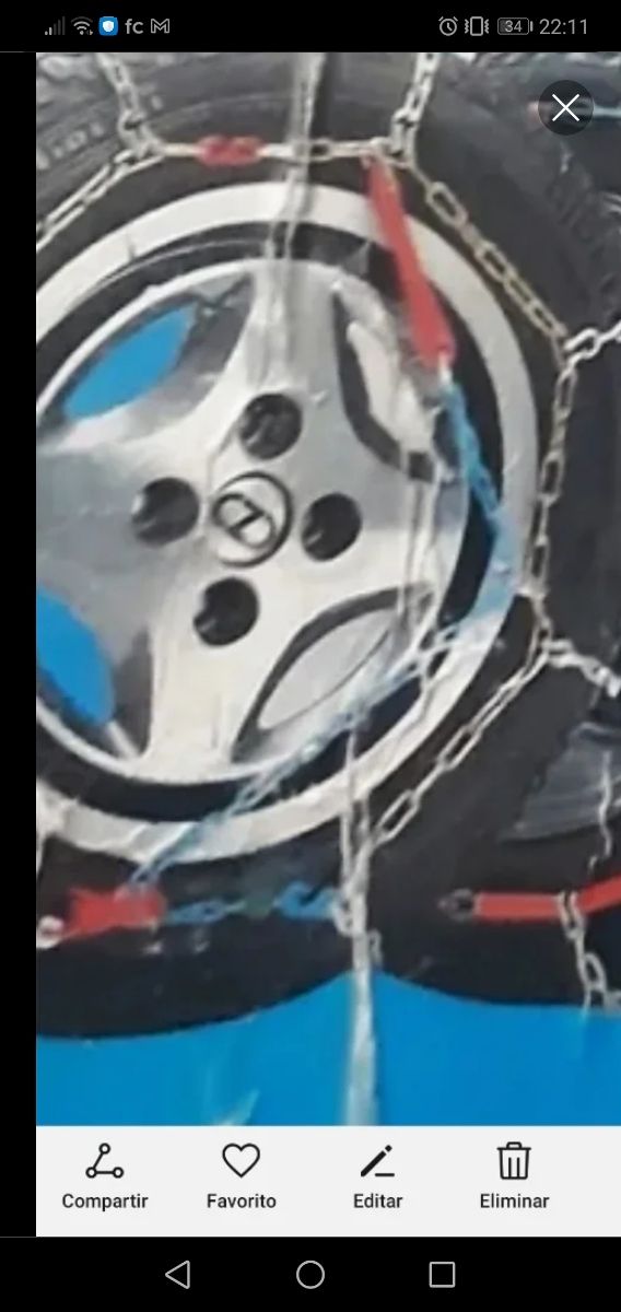 Cadenas rueda coche nieve barro