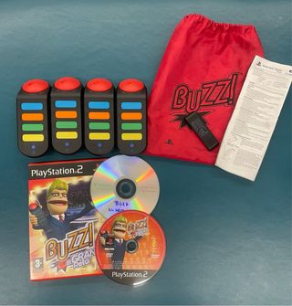PS2 4 MANDOS INALAMBRICOS BUZZ JUEGO EL GRAN RETO