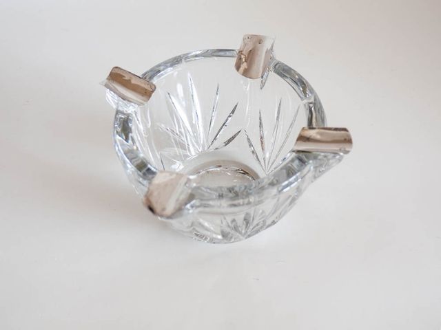 Cenicero de cristal y plata