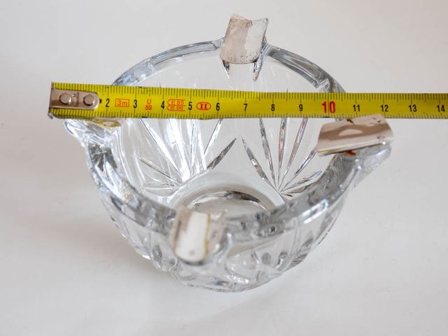 Cenicero de cristal y plata