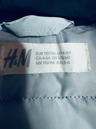 Piumino leggero invernale HM 110/116 4/6 anni