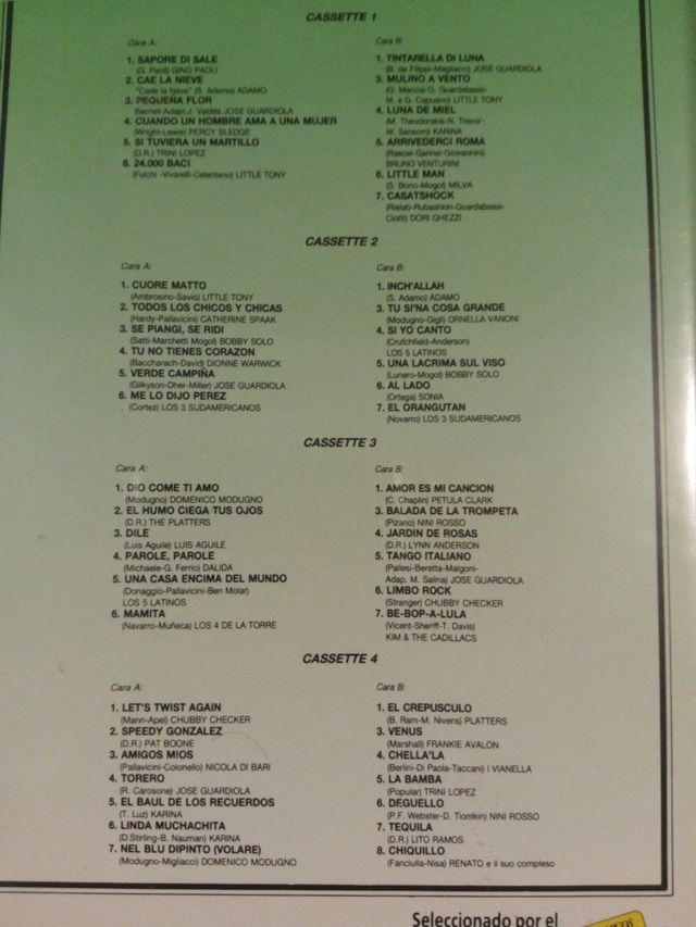 CANCIONES INOLVIDABLES DE LOS 60.  4 CASSETTES.