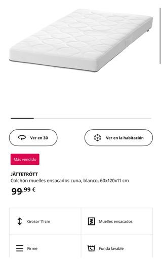 Colchón cuna Jättetrött y protector Ikea