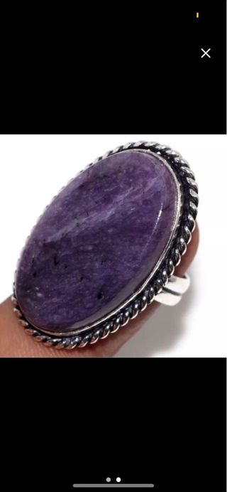 Anillo de Charoita rusa baño de plata