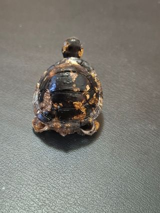 Tartaruga resina ossidiana foglia oro
