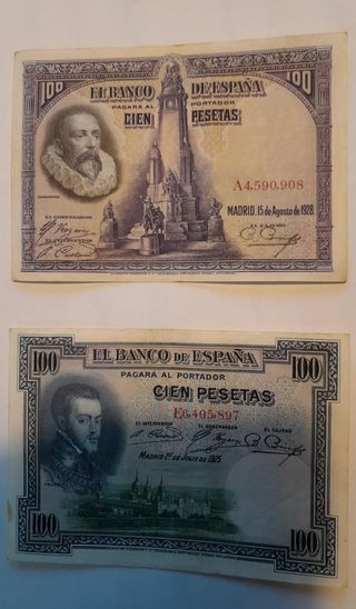 Billetes Pesetas de hace 100 años (1925)