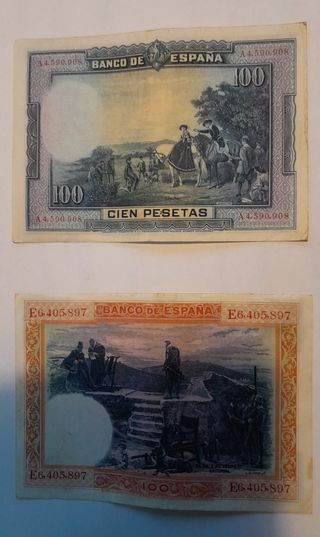 Billetes Pesetas de hace 100 años (1925)
