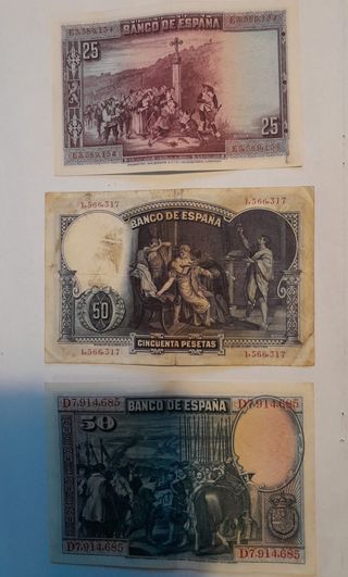 Billetes Pesetas de hace 100 años (1925)