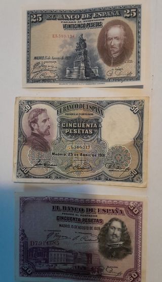 Billetes Pesetas de hace 100 años (1925)