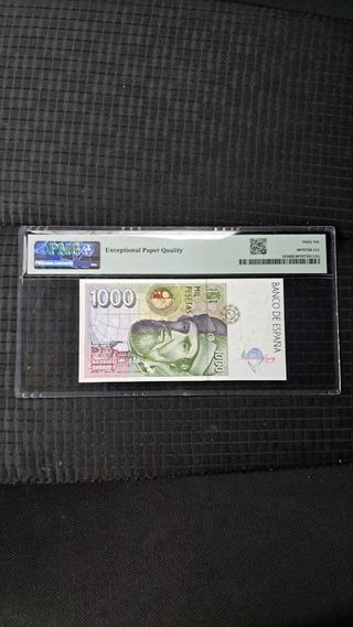 Billete 1000 Pesetas 1992 PMG 66 EPQ sin serie 