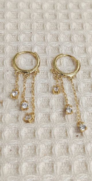 Pendientes 3 cadenas plata y zircon