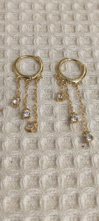 Pendientes 3 cadenas plata y zircon