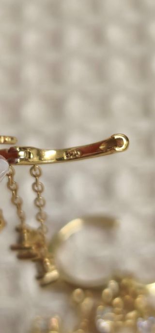 Pendientes 3 cadenas plata y zircon