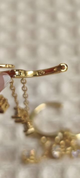 Pendientes 3 cadenas plata y zircon