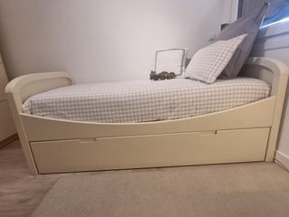 Cama nido de 90 cm color blanca con dos colchones