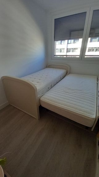 Cama nido de 90 cm color blanca con dos colchones