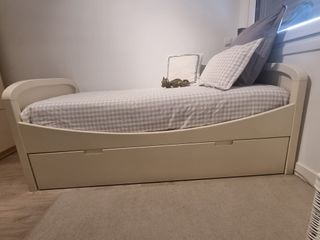 Cama nido de 90 cm color blanca con dos colchones