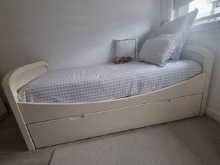 Cama nido de 90 cm color blanca con dos colchones