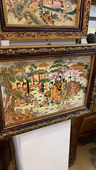 Pittura Cinese su ceramica Vintage