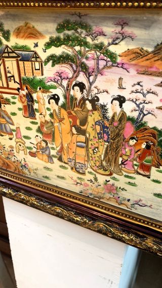 Pittura Cinese su ceramica Vintage