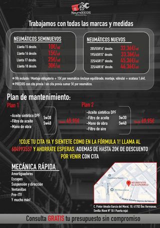 Los Neumáticos nuevos más económicos 
