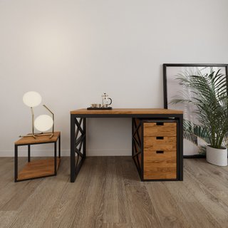 Escritorio de diseño loft con cajonera