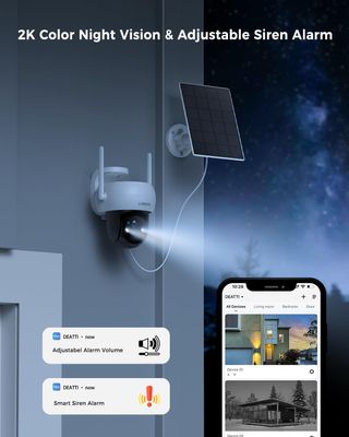 DEATTI 2K Cámara Vigilancia WiFi Exterior Solar