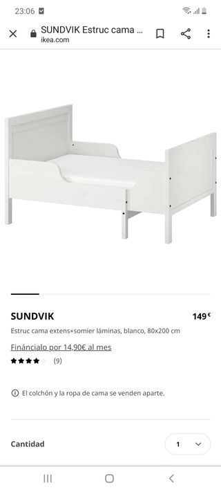 Cama SUNDVIK IKEA  Y COLCHON  (EXTENSibl