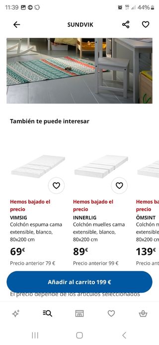 Cama SUNDVIK IKEA  Y COLCHON  (EXTENSibl