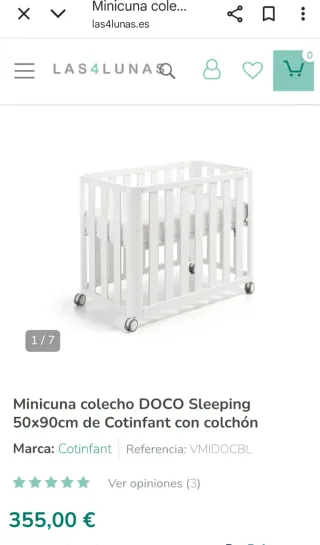 Mini cuna DOCO + Colchon + sabanas + funda 95×55cm