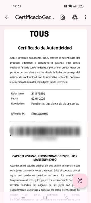 TOUS: Pendientes de plata y perlas.