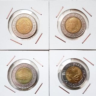 Lote 14 monedas 500 liras Italia 1982-1998