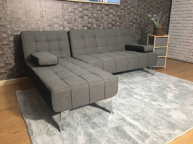Sofa Cama Aroa - Gris Oscuro Con Negro - Moderno