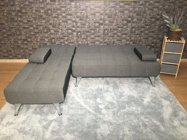 Sofa Cama Aroa - Gris Oscuro Con Negro - Moderno