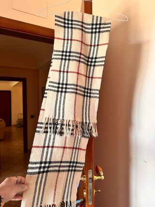 Sciarpa a quadri beige e panna