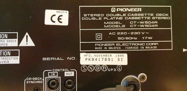 PLETINA PIONEER CT-W504R doble