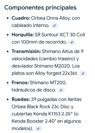 Bicicleta ORBEA ONNA 40. 29 pulgadas. Talla M.