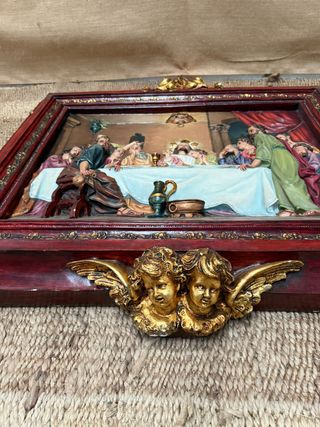 Santa Cena en madera y pasta de Olot