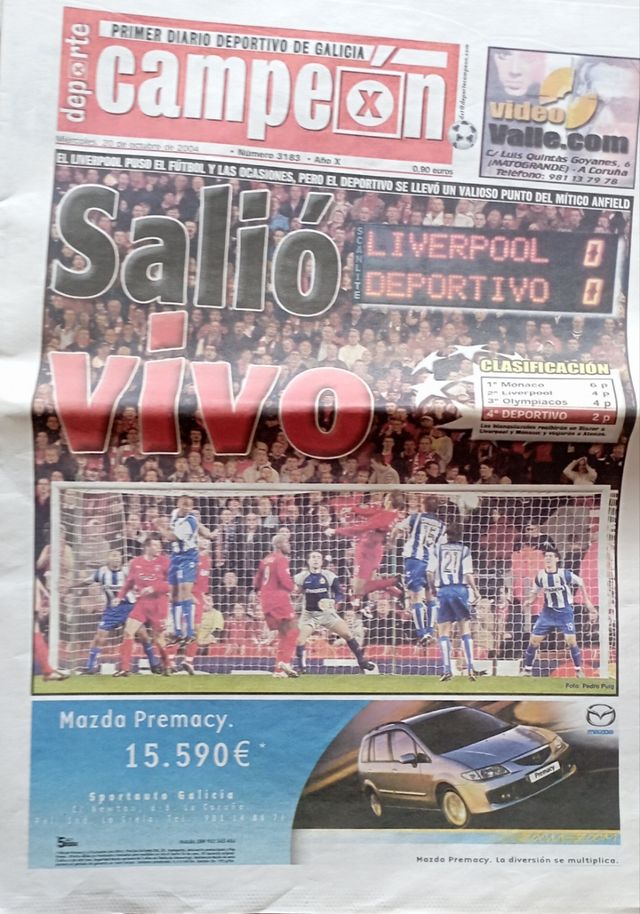 Periódicos partidos Europa del Deportivo de la Cor