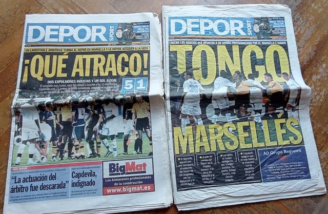 Periódicos partidos Europa del Deportivo de la Cor