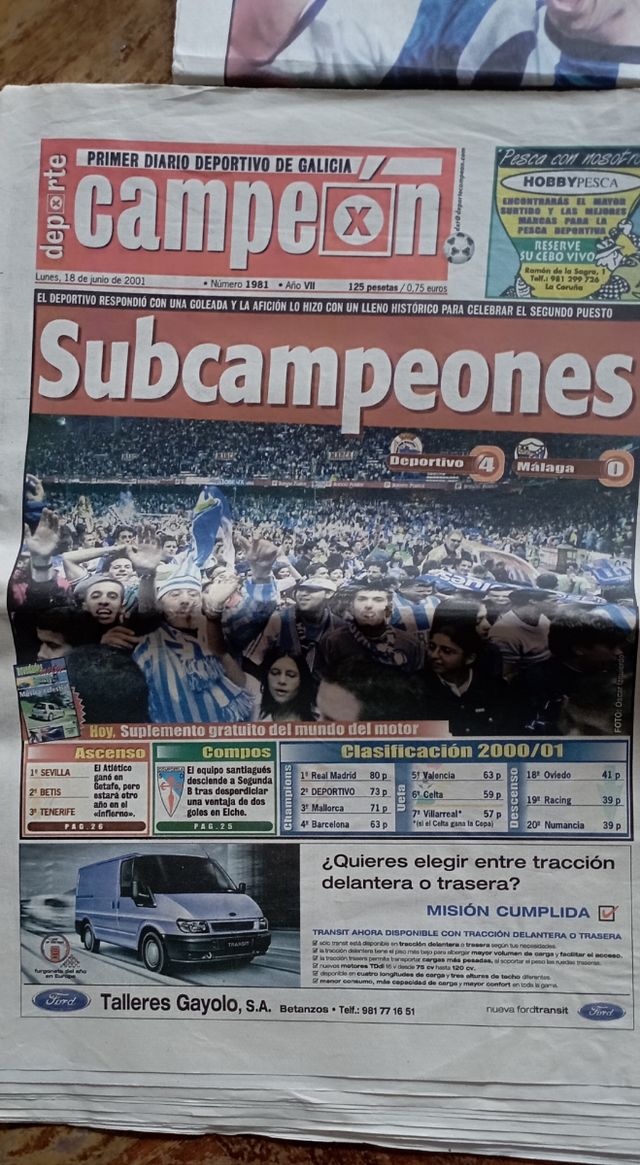 Periódicos partidos Europa del Deportivo de la Cor